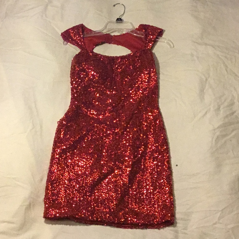 Red sequin homecoming dress